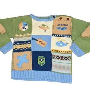 Heartstrings vintage‎ airplane knit sweater size 24 months🌈5 for $25